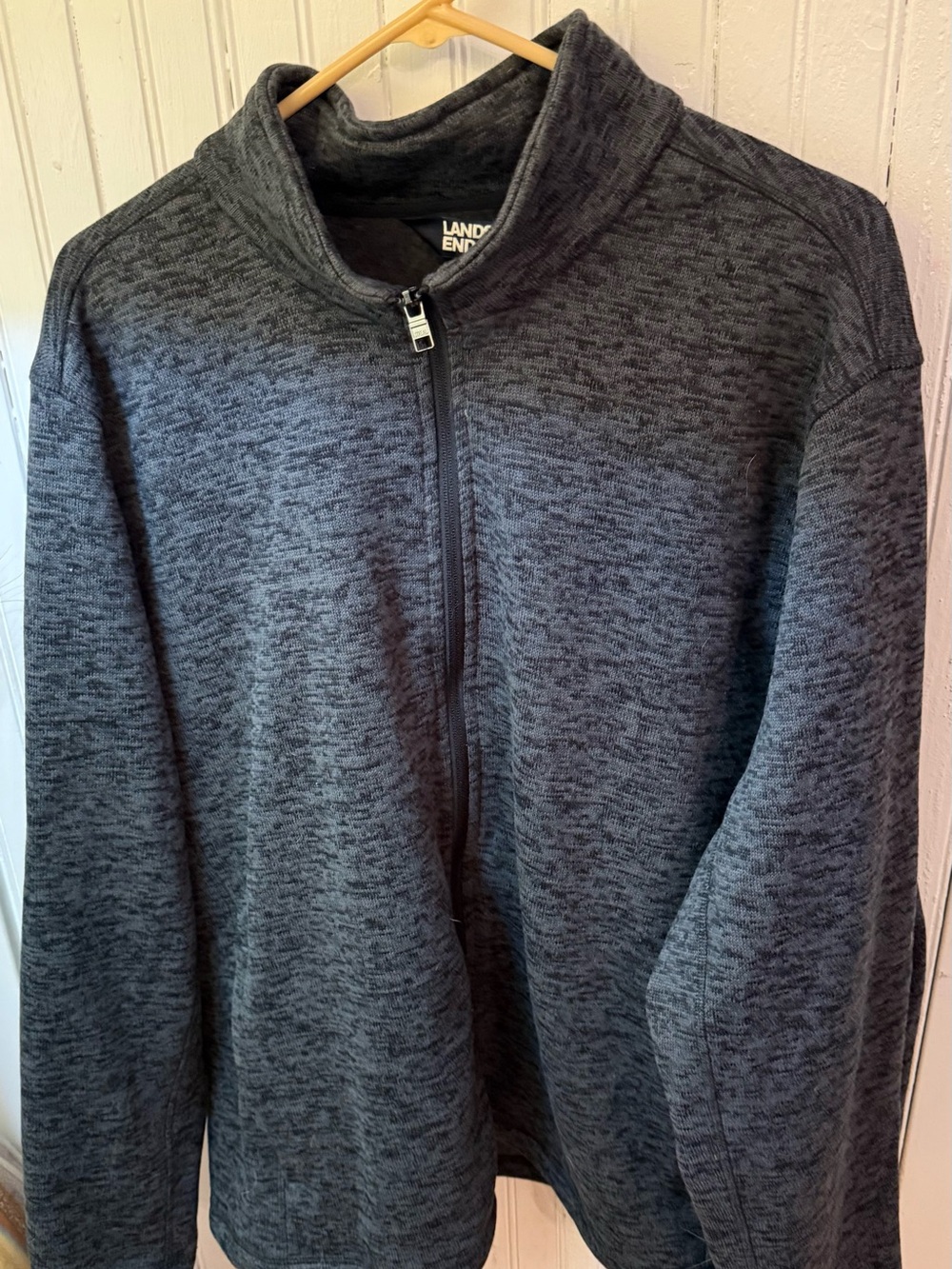 Lands' End Men's Charcoal Zip-Up Sweater